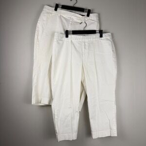 Lot of 2 Gap Capri Pants Women's 14 White Cotton Blend Mid-Rise Stretch Casual